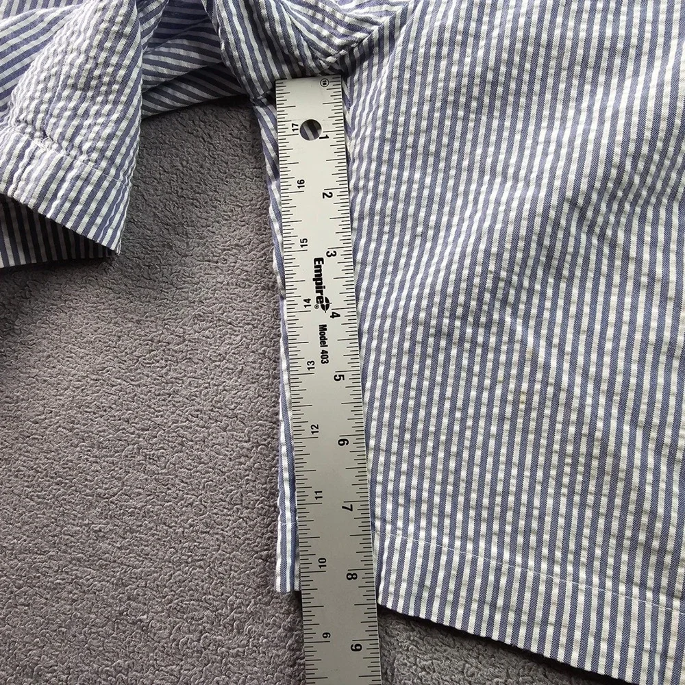 Jos. A. Bank Stays Cool Chino Shorts Men 40 White Blue Stripe Seersucker Pleated
